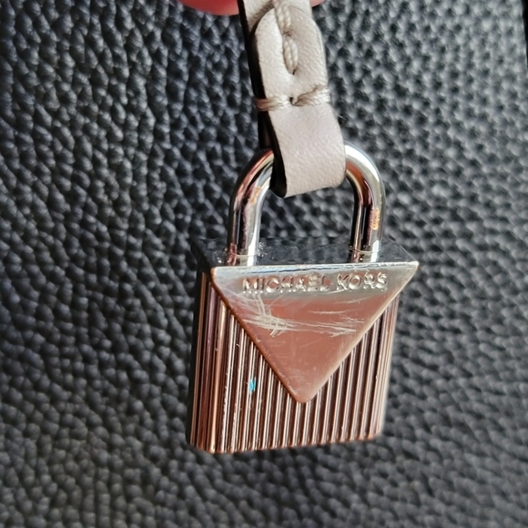 Michael Kors Mercer Large Colorblock Belted Satchel in Black White & Gray - Picture 3 of 15